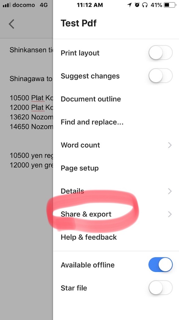 Select &lsquo;Share &amp; export&rsquo;